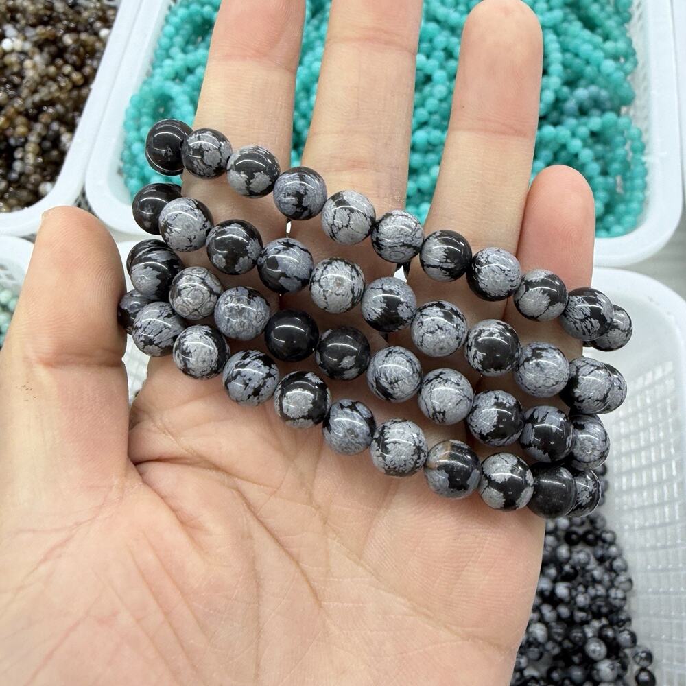 8MM Snowflake Obsidian Bracelet